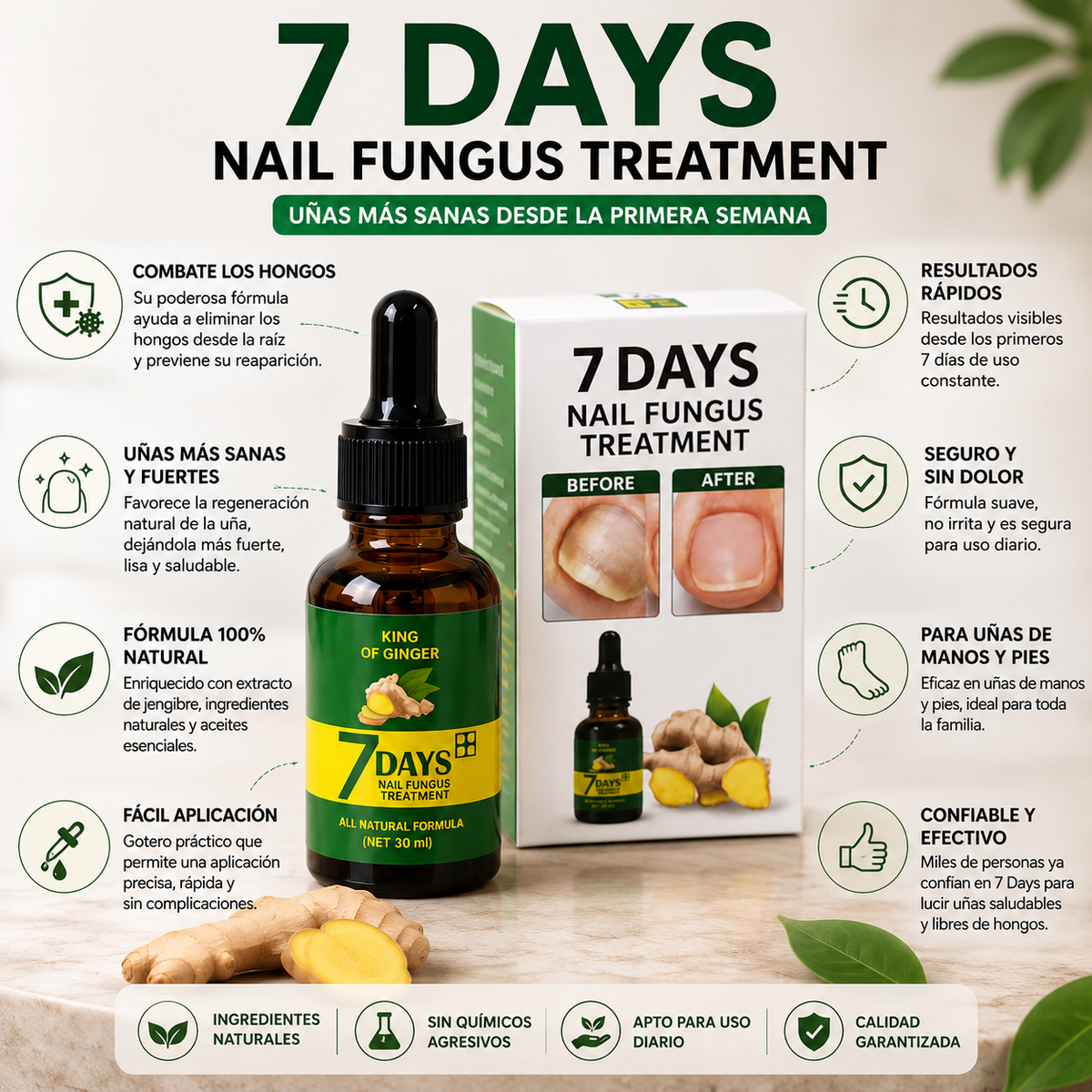Tonico Jengibre Uñas Antifungico 7 Days